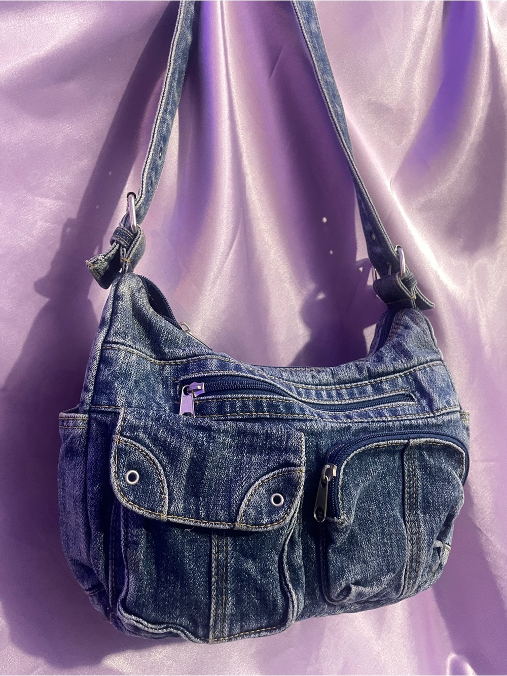 Vintage Y2K Acid Wash Denim Shoulder Bag Jean Purse McBling Bratzcore